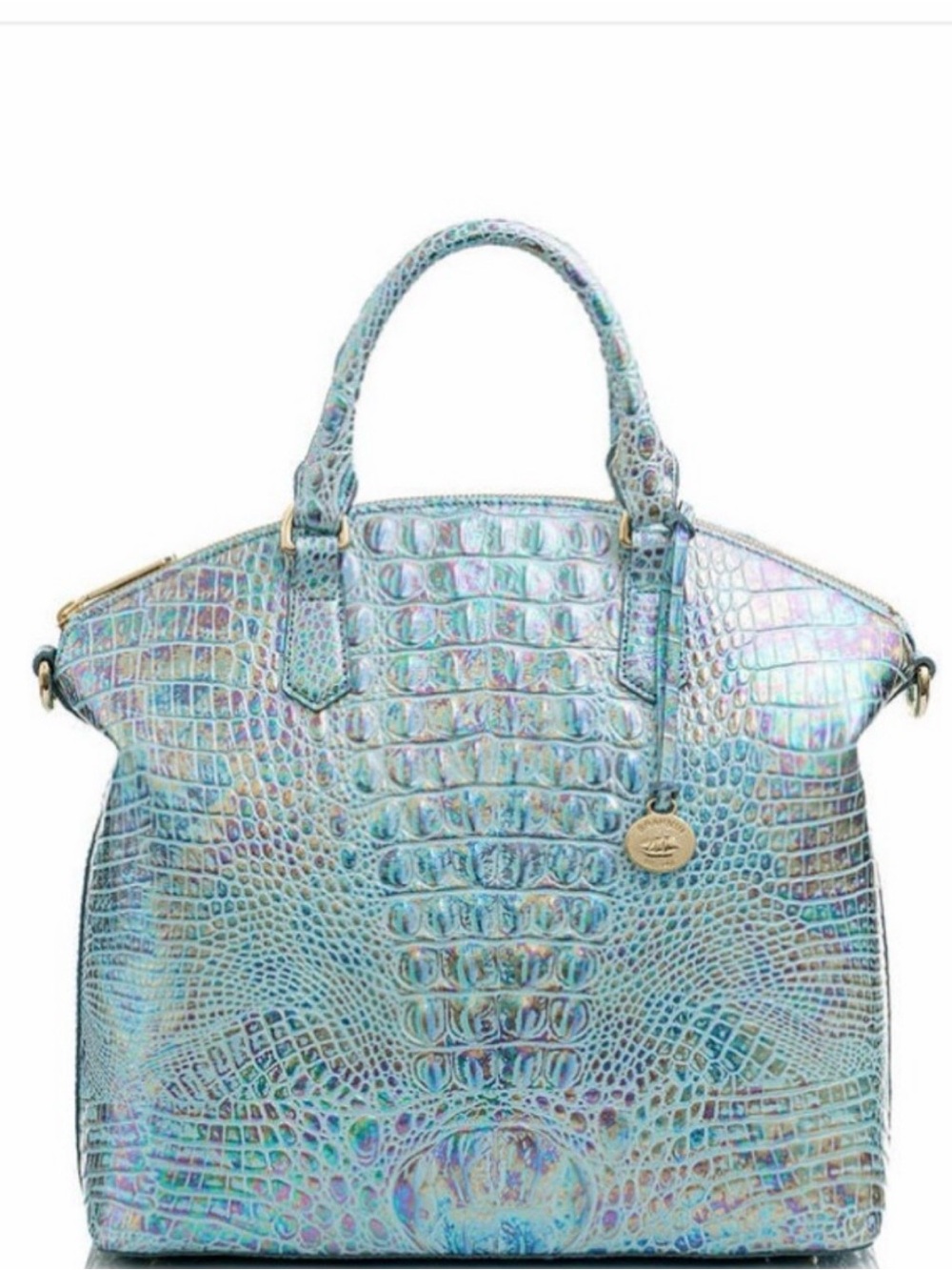 Brahmin Duxberry Wonderland Iridescent Blue Croc-Embossed Tote